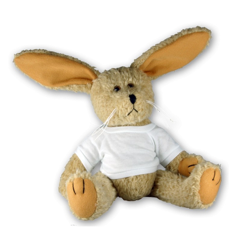 Pluche Knuffel Konijn 16 cm. - inclusief sublimatie t-shirt