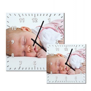 Subli Klok 28,8 x 28,5 cm. - glas vierkant + uurwerk