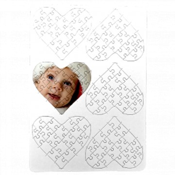 Subli Karton Puzzle Hart A4 - 6 x 21 stukjes 9,3 x 10,5 cm.