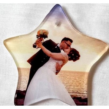 Subli Acrylglas Kerstster 77 x 80 mm. - ornament dikte 3 mm.