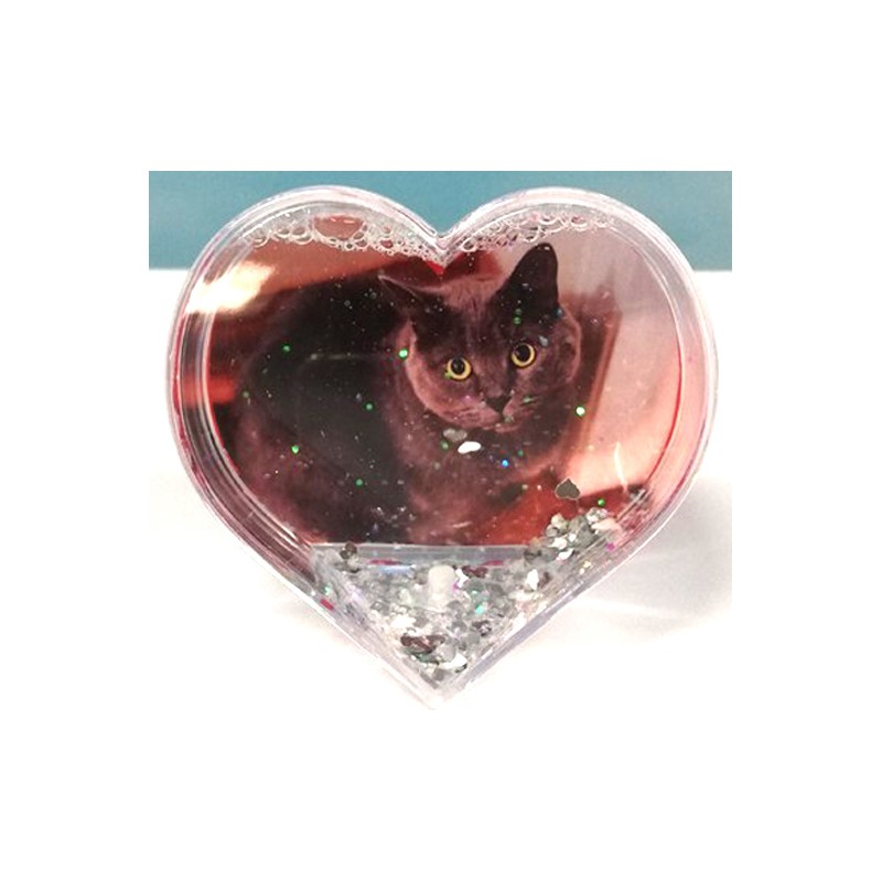 Photoglobe Hart 6,5 x 9 cm. - met zilveren hartjes