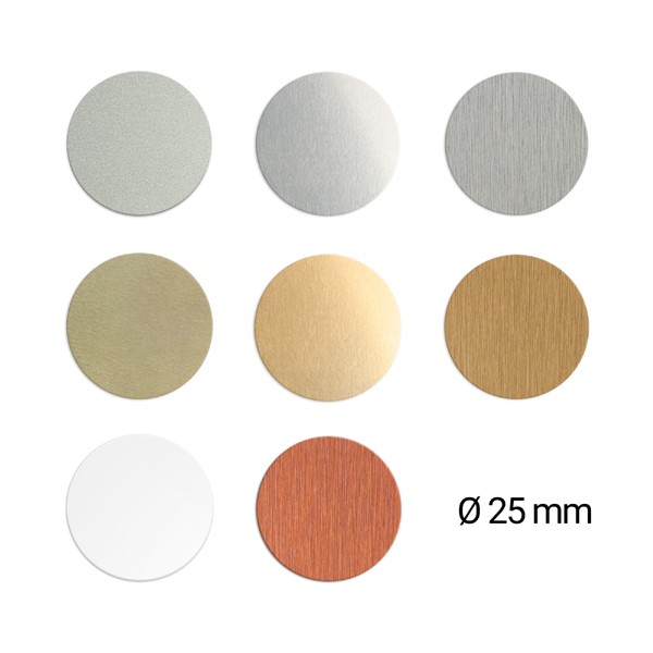 Aluminium plaatjes rond 25 mm.
