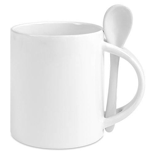 Subli Spoon Mug Straight Wit - beker 330 ml. + lepel