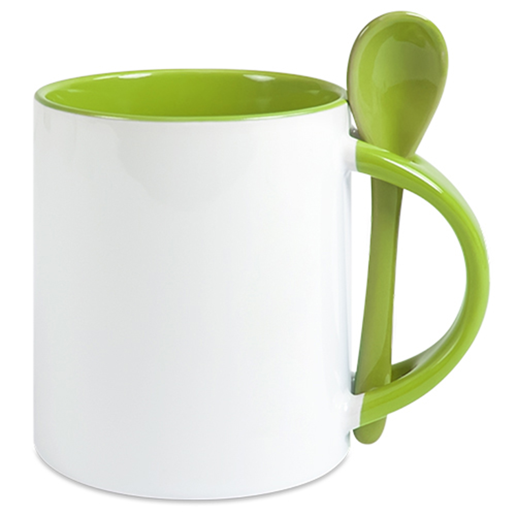 Subli Spoon Mug Straight Lichtgroen - beker 330 ml. + lepel