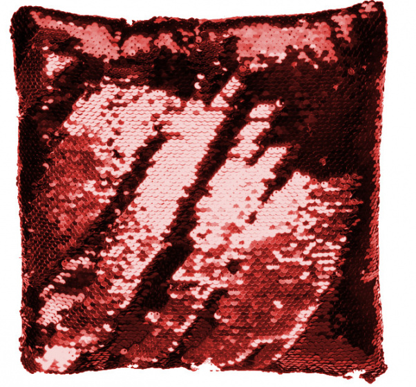 Subli Kussenhoes 40 x 40 cm. - wit / pailletten rood