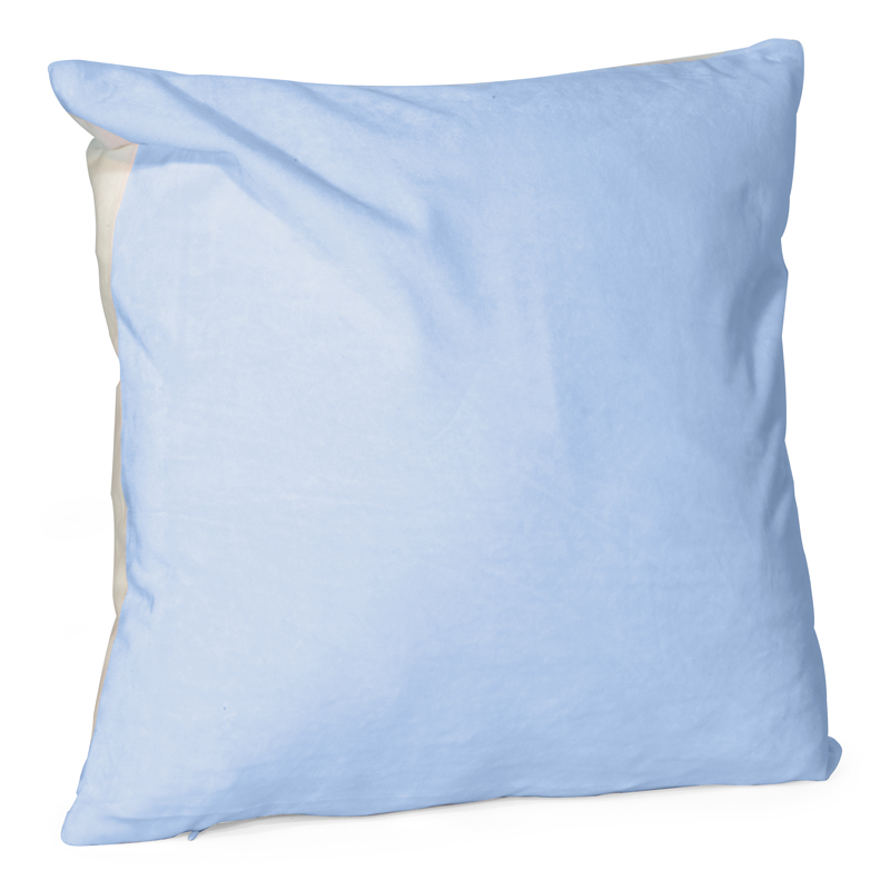 Subli Kussenhoes 40 x 40 cm. - wit / fluweel soft blauw