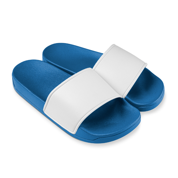 Badslippers blauw-wit
