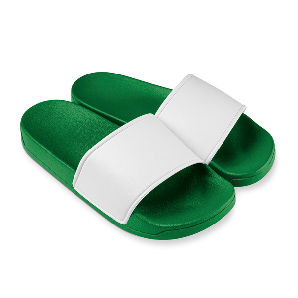 Badslippers groen-wit 