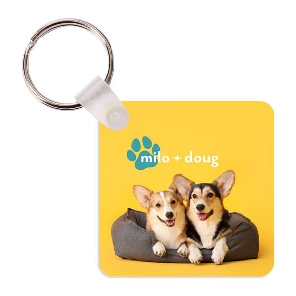 UNISUB Key chain vierkant 57x57 mm. - glossy white UNI-5524