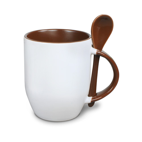Subli Spoon Mug Bruin - beker 330 ml. + lepel