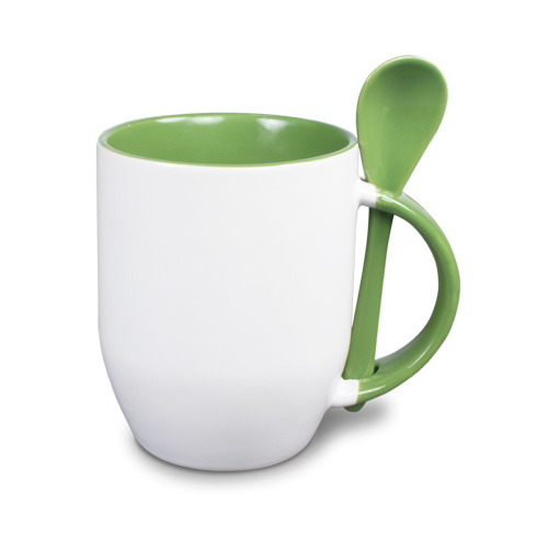 Subli Spoon Mug Groen - beker 330 ml. + lepel