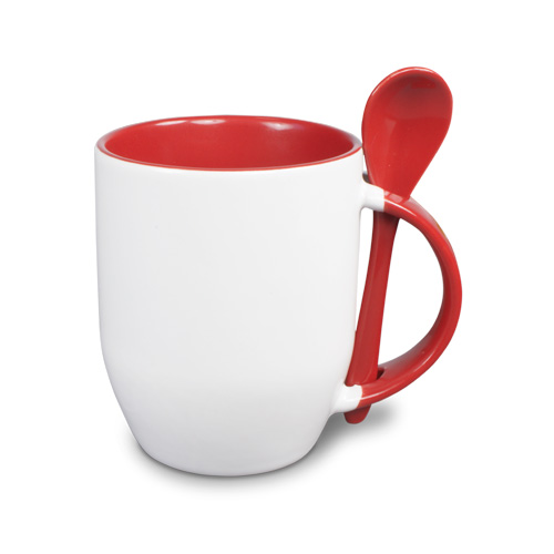 Subli Spoon Mug Rood - beker 330 ml. + lepel