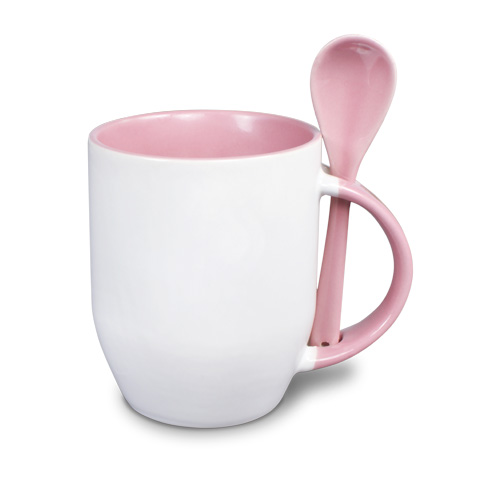 Subli Spoon Mug Roze - beker 330 ml. + lepel