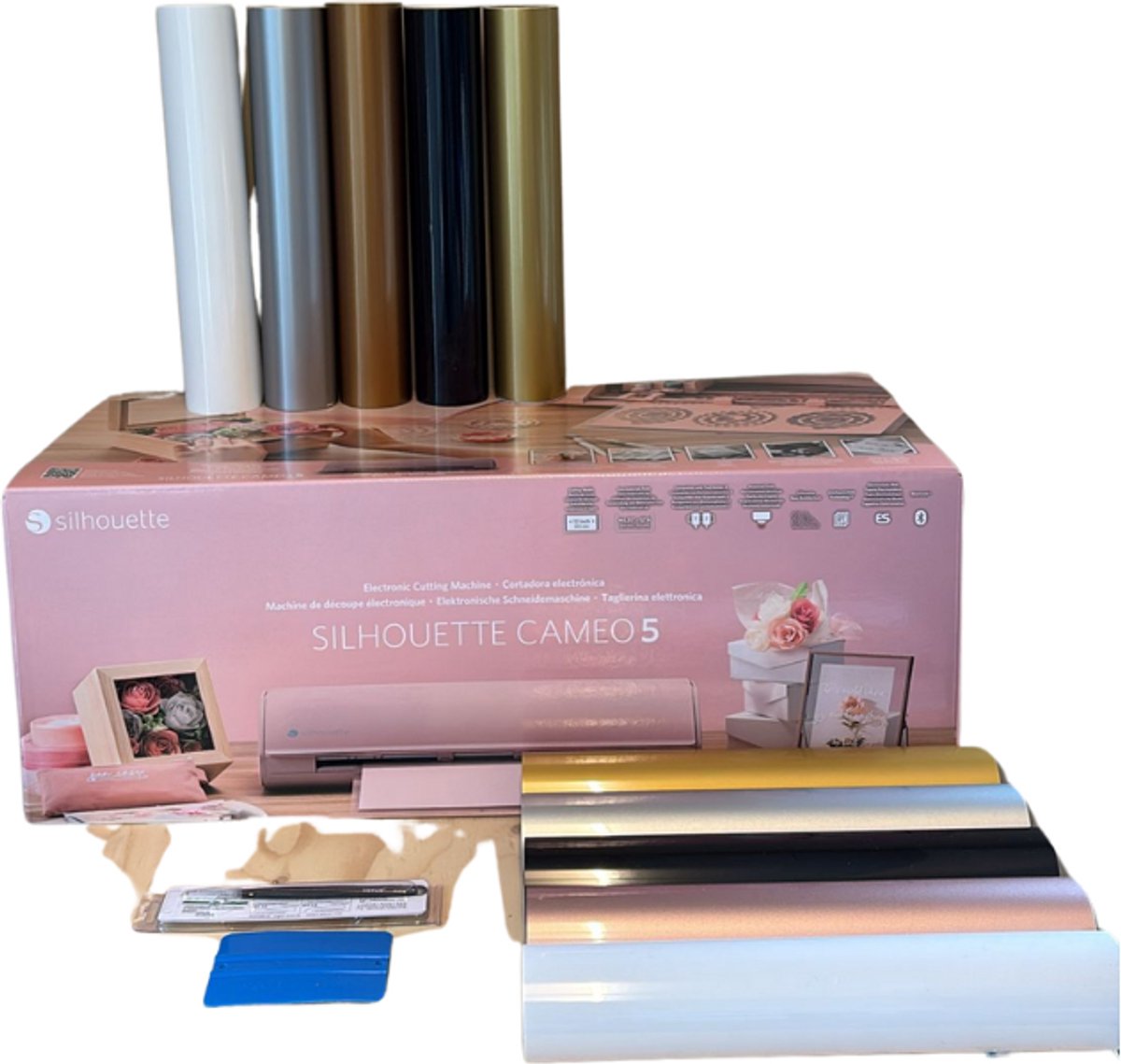 Silhouette Cameo 5 (Roze) met Metallic Vinyl & Flex Startpakket