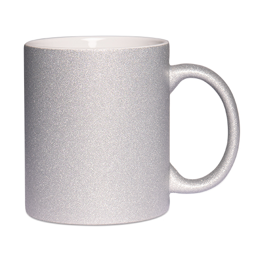 Subli Glitter Mug Silver - beker inhoud 330 ml.