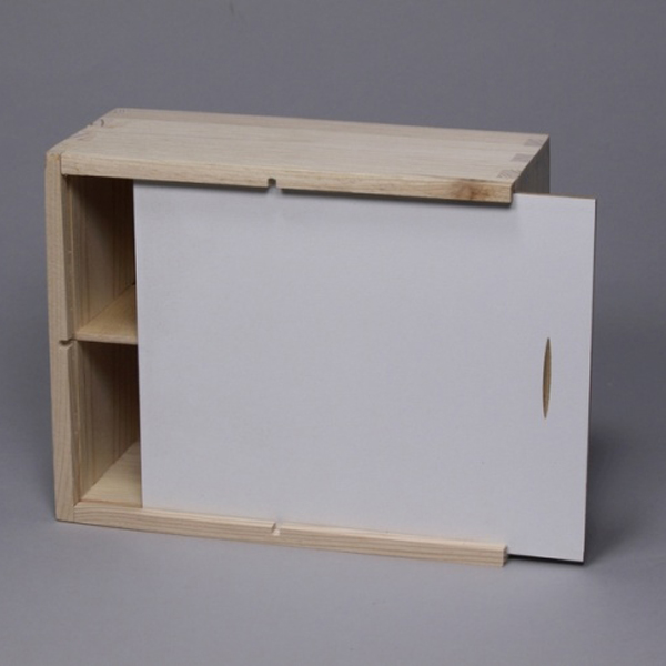 Subli Theedoos Hout 14 x 17 cm. - 4 vakken + klep