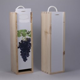 Subli Wijnkist 1 fles met draagtouw - naturel hout