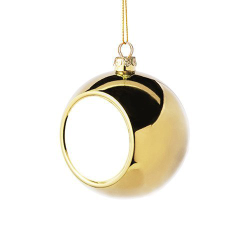 Kerstbal 8 cm. goud - incl. sublimatieplaatje 5 cm. rond