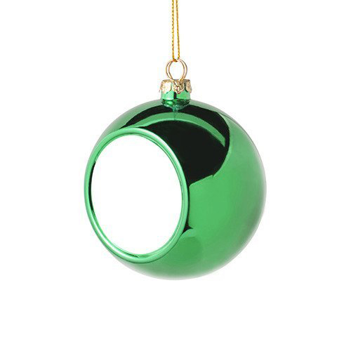 Kerstbal 8 cm. groen - incl. sublimatieplaatje 5 cm. rond