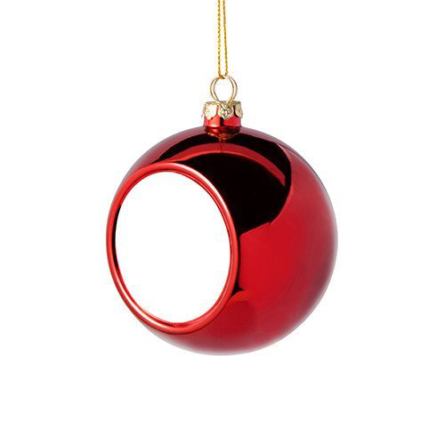 Kerstbal 8 cm. rood - incl. sublimatieplaatje 5 cm. rond