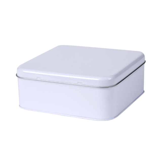 Subli Koekblik 165 x 165 x 67 mm. - wit vierkant met deksel