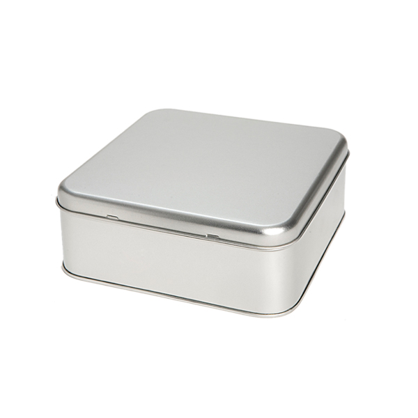 Subli Koekblik 165 x 165 x 67 mm. - zilver vierkant met deksel
