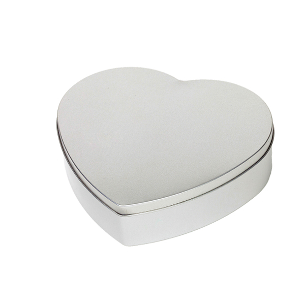 Subli Koekblik 183 x 170 x 47 mm. - zilver hartvorm met deksel