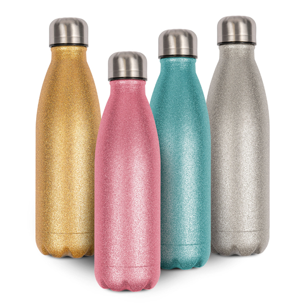 RVS Thermosfles glitter goud - inhoud 500 ml.