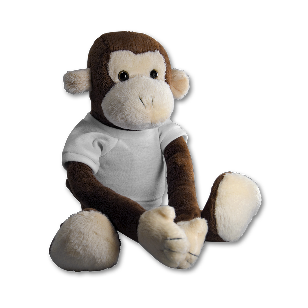 Pluche Knuffel Aap 18 cm. - inclusief sublimatie t-shirt